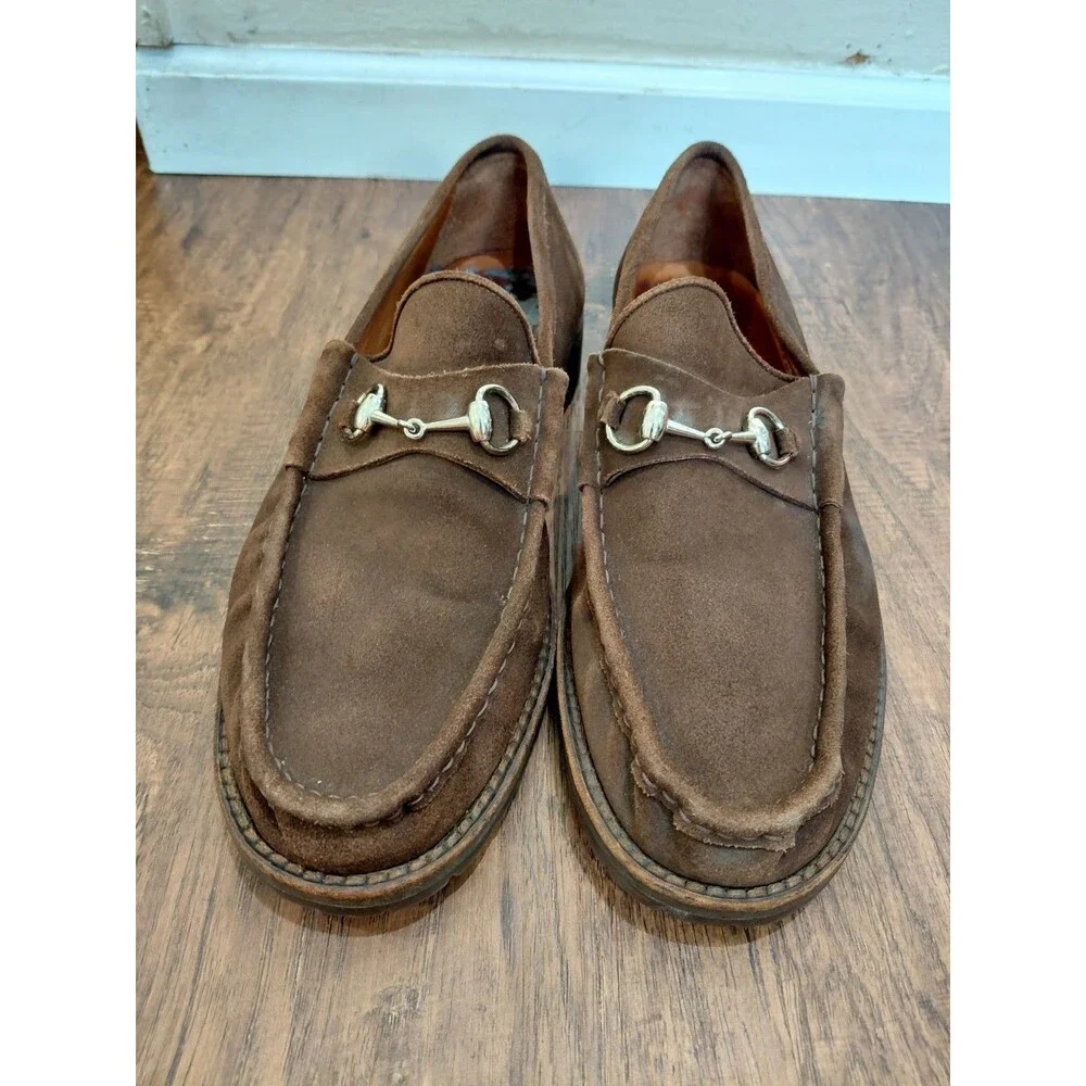 GUCCI Men's Brown Suede Loafers Shoes Size 13.5 US Made in Italy